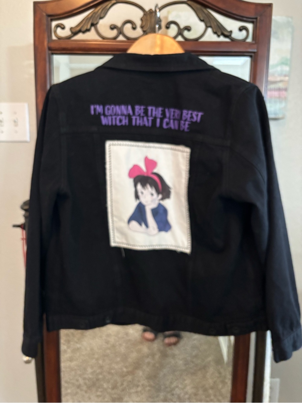 Kiki's Delivery Service Women's 2X Black Jean Jacket Y2K Anime Witchy